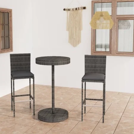 3-piece garden bar furniture set and gray synthetic rattan cushions by vidaXL, Garden sets - Ref: Foro24-3064765, Price: 235,...