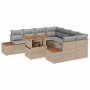 Conjunto de Comedor de Jardín con cojín 9 pcs Beige y gris