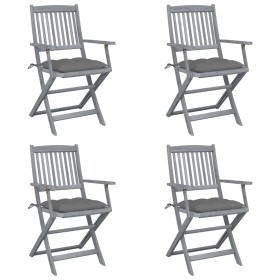 Folding garden chairs 4 pcs with solid acacia wood cushions by vidaXL, Garden chairs - Ref: Foro24-3064525, Price: 183,88 €, ...