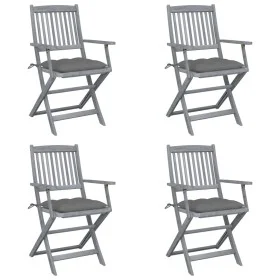 Folding garden chairs 4 pcs with solid acacia wood cushions by vidaXL, Garden chairs - Ref: Foro24-3064525, Price: 181,67 €, ...