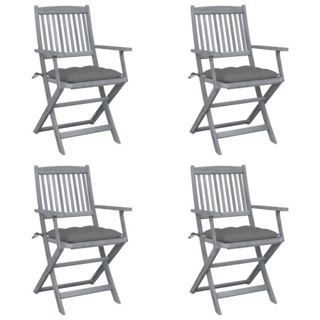 Klappbare Gartenstühle 4 Stück Kissen massives Akazienholz von vidaXL, Gartenstühle - Ref: Foro24-3064525, Preis: 183,88 €, R...