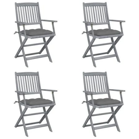 Sillas de jardín plegables 4 uds cojines madera maciza acacia de vidaXL, Sillas de jardín - Ref: Foro24-3064525, Precio: 181,...