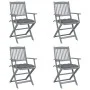 Folding garden chairs 4 pcs with solid acacia wood cushions by vidaXL, Garden chairs - Ref: Foro24-3064525, Price: 181,48 €, ...
