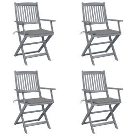 Folding garden chairs 4 pcs with solid acacia wood cushions by vidaXL, Garden chairs - Ref: Foro24-3064510, Price: 189,39 €, ...