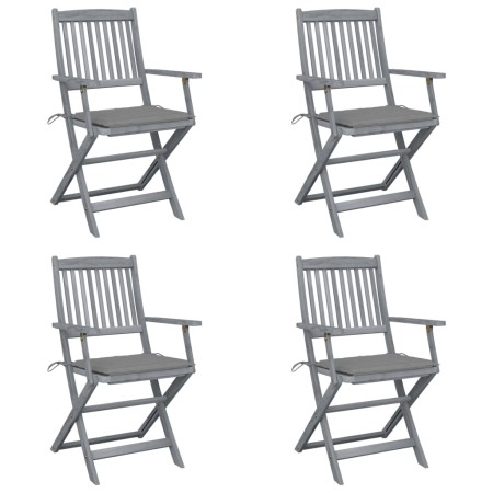 Klappbare Gartenstühle 4 Stück Kissen massives Akazienholz von vidaXL, Gartenstühle - Ref: Foro24-3064510, Preis: 186,69 €, R...