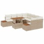 Conjunto de Comedor de Jardín con cojín 9 pcs Beige y Crema