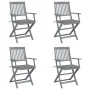 Folding garden chairs 4 pcs with solid acacia wood cushions by vidaXL, Garden chairs - Ref: Foro24-3064510, Price: 186,79 €, ...
