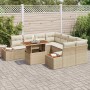 Conjunto de Comedor de Jardín con cojín 9 pcs Beige y Crema