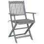 Folding garden chairs 4 pcs with solid acacia wood cushions by vidaXL, Garden chairs - Ref: Foro24-3064510, Price: 186,79 €, ...