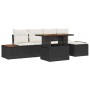 Conjunto de Comedor de Jardín con cojín 6 pcs Negro y Beige