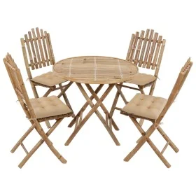 Folding garden dining set with cushions 5 pieces bamboo by vidaXL, Garden sets - Ref: Foro24-3063978, Price: 268,29 €, Discou...