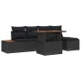 Conjunto de Comedor de Jardín con cojín 6 pcs Negro y Marrón