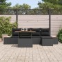 Conjunto de Comedor de Jardín con cojín 6 pcs Negro y Marrón