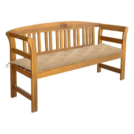 Banco de jardín con cojín madera maciza de acacia 157 cm de vidaXL, Bancos de jardín - Ref: Foro24-3064284, Precio: 188,92 €,...