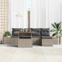 Conjunto de Comedor de Jardín con cojín 6 pcs Gris y marrón