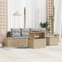 Conjunto de Comedor de Jardín con cojín 6 pcs Beige y gris