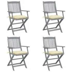 Folding garden chairs 4 pcs cushions solid acacia wood by vidaXL, Garden chairs - Ref: Foro24-3064526, Price: 184,19 €, Disco...