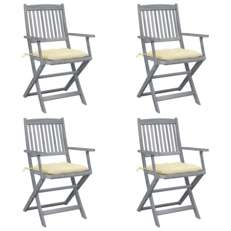Folding garden chairs 4 pcs cushions solid acacia wood by vidaXL, Garden chairs - Ref: Foro24-3064526, Price: 186,69 €, Disco...