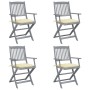 Folding garden chairs 4 pcs cushions solid acacia wood by vidaXL, Garden chairs - Ref: Foro24-3064526, Price: 186,69 €, Disco...