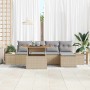 Conjunto de Comedor de Jardín con cojín 6 pcs Beige y gris