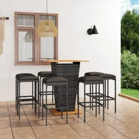 Garden bar furniture set 9 pieces and gray PE rattan cushions by vidaXL, Garden sets - Ref: Foro24-3064855, Price: 446,43 €, ...