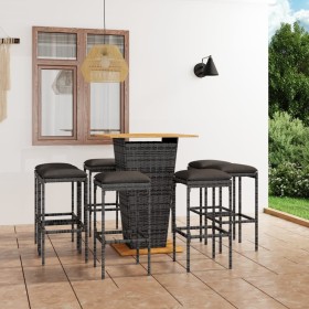 Set mit 9 Gartenbarmöbeln und Kissen PE Rattangrau von vidaXL, Gartensets - Ref: Foro24-3064855, Preis: 454,67 €, Rabatt: %