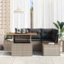 Conjunto de Comedor de Jardín con cojín 5 pcs Gris y marrón