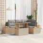 Conjunto de Comedor de Jardín con cojín 5 pcs Beige y gris