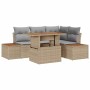 Conjunto de Comedor de Jardín con cojín 5 pcs Beige y gris