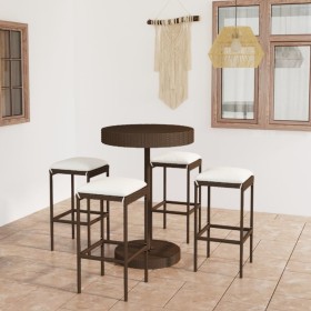 5-teiliges Gartenbar-Set und braune Kissen aus synthetischem Rattan von vidaXL, Gartensets - Ref: Foro24-3064761, Preis: 224,...