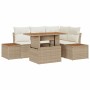 Conjunto de Comedor de Jardín con cojín 5 pcs Beige y Crema