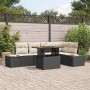 Conjunto de Comedor de Jardín con cojín 6 pcs Negro y Beige