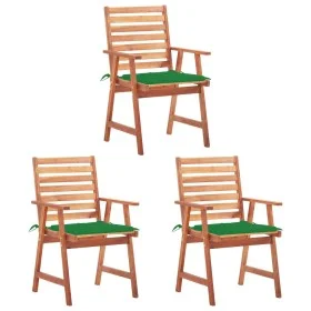 Sillas comedor de jardín 3 uds madera maciza acacia y cojines de vidaXL, Sillas de jardín - Ref: Foro24-3064352, Precio: 204,...