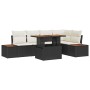 Conjunto de Comedor de Jardín con cojín 6 pcs Negro y Beige