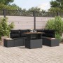 Conjunto de Comedor de Jardín con cojín 6 pcs Negro y Marrón