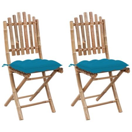 Klappbare Gartenstühle mit Kissen 2 Einheiten Bambus von vidaXL, Gartenstühle - Ref: Foro24-3064006, Preis: 114,44 €, Rabatt: %