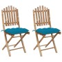 Klappbare Gartenstühle mit Kissen 2 Einheiten Bambus von vidaXL, Gartenstühle - Ref: Foro24-3064006, Preis: 114,44 €, Rabatt: %