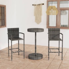 3-teiliges Gartenbar-Set aus synthetischem Rattangrau von vidaXL, Gartensets - Ref: Foro24-3064770, Preis: 225,96 €, Rabatt: %