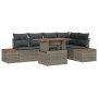 Conjunto de Comedor de Jardín con cojín 6 pcs Gris y marrón