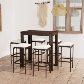 7-teiliges Gartenbar-Set und braune Kissen aus synthetischem Rattan von vidaXL, Gartensets - Ref: Foro24-3064783, Preis: 297,...