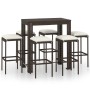 7-piece garden bar set and brown synthetic rattan cushions by vidaXL, Garden sets - Ref: Foro24-3064783, Price: 300,71 €, Dis...