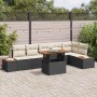 Conjunto de Comedor de Jardín con cojín 7 pcs Negro y Beige