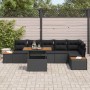 Conjunto de Comedor de Jardín con cojín 7 pcs Negro y Marrón