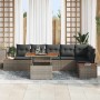 Conjunto de Comedor de Jardín con cojín 7 pcs Gris y marrón