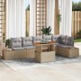 Conjunto de Comedor de Jardín con cojín 7 pcs Beige y gris