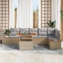 Conjunto de Comedor de Jardín con cojín 7 pcs Beige y gris