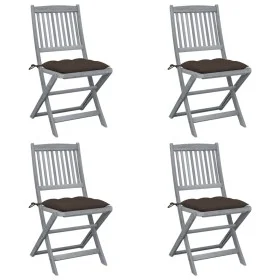 Klappbare Gartenstühle 4 Stück Kissen massives Akazienholz von vidaXL, Gartenstühle - Ref: Foro24-3064586, Preis: 205,17 €, R...