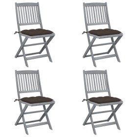 Klappbare Gartenstühle 4 Stück Kissen massives Akazienholz von vidaXL, Gartenstühle - Ref: Foro24-3064586, Preis: 208,45 €, R...