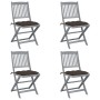 Klappbare Gartenstühle 4 Stück Kissen massives Akazienholz von vidaXL, Gartenstühle - Ref: Foro24-3064586, Preis: 208,45 €, R...