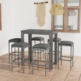 7-teiliges Gartenbar-Möbelset und Kissen synthetisches Rattangrau von vidaXL, Gartensets - Ref: Foro24-3064785, Preis: 296,91...